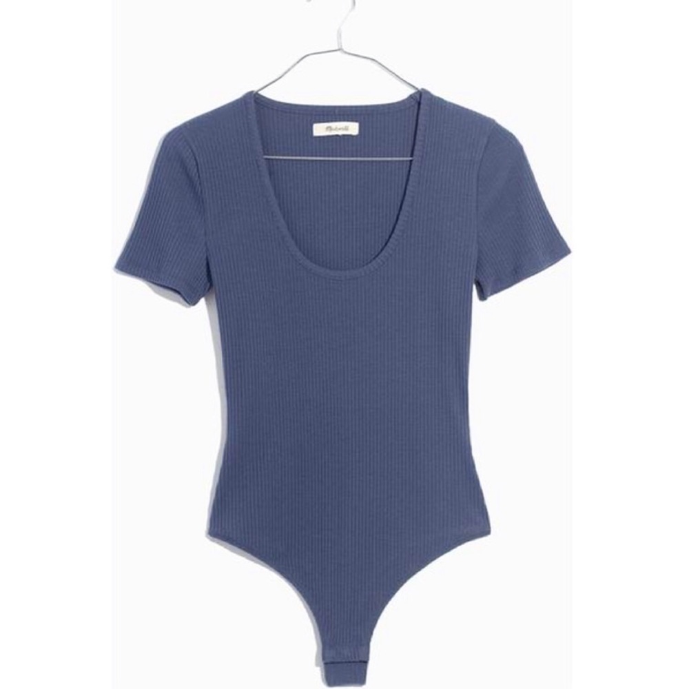 Madewell Women's Cameo Scoop Rib Bodysuit in Blue